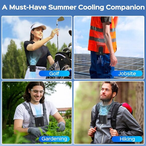 10000PRM Portable Waist Clip Fan, up to 20Hrs Mini Personal Rechargeable, Belt F - Picture 5 of 8